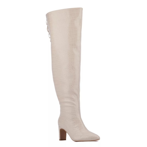 Fashion to Figure TAN Nadia Croc Over The Knee Boot NWT Size 10W - Picture 1 of 6